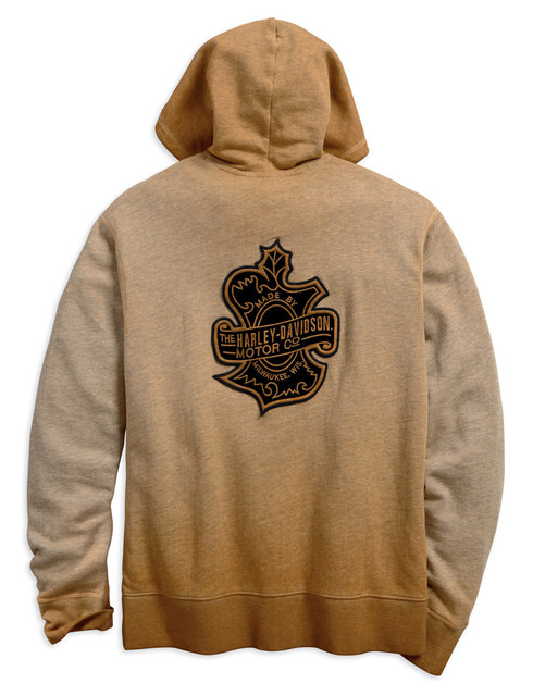Harley-Davidson® Men's Oak Leaf Slim Fit Zippered Hoodie, Orange
