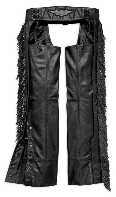 Harley-Davidson® Women's Boone Fringed Legs Leather Chaps, Black