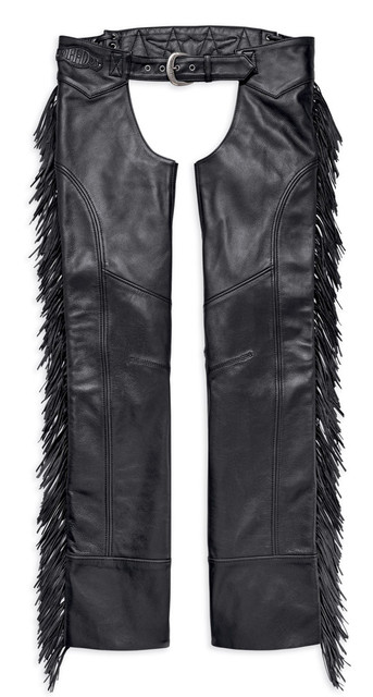 Harley-Davidson® Women's Boone Fringed Legs Leather Chaps, Black