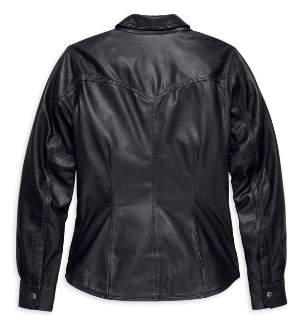 Harley-Davidson® Women's Melrose Light Leather Shirt Jacket, Black