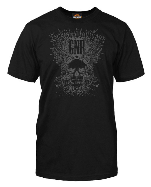 Harley-Davidson Men's Guns N' Roses Skull Card Short Sleeve T-Shirt, Solid Black - Wisconsin Harley-Davidson