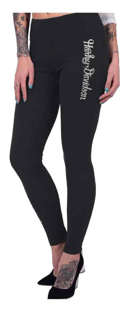 Harley-Davidson Women's Hand Script H-D Classic Embellished Leggings, Black - Wisconsin Harley-Davidson