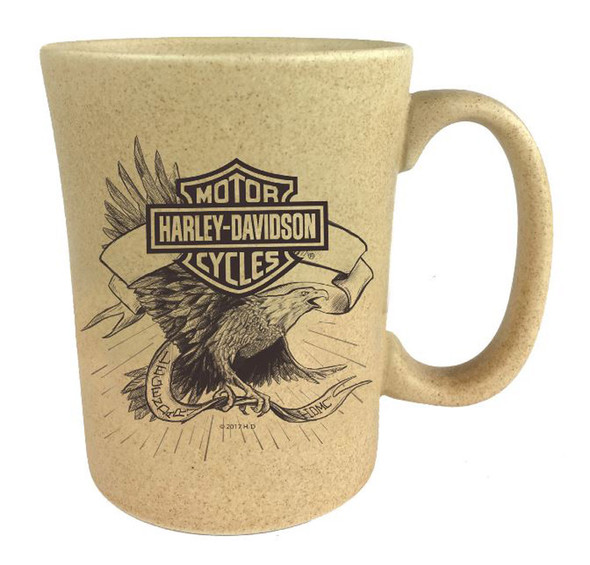 Harley-Davidson Speckle B&S Eagle Ceramic Coffee Cup, Natural 15 oz. 3SMN4907 - Wisconsin Harley-Davidson