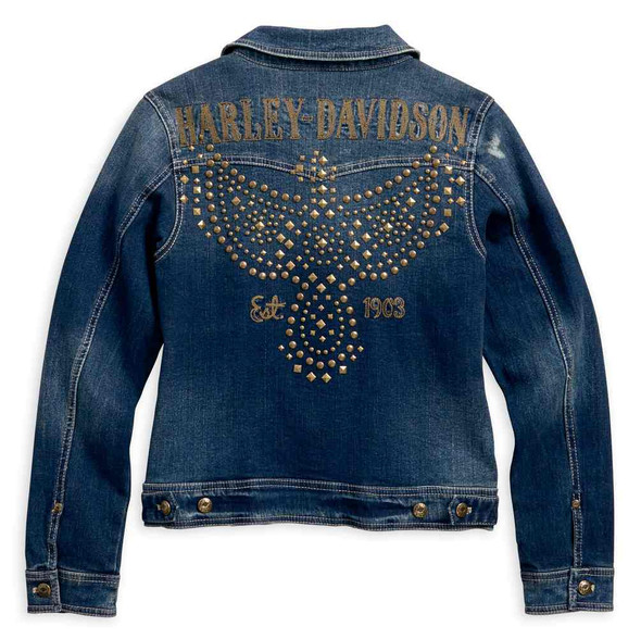 Harley-Davidson® Women's Studded Eagle Denim Jacket, Indigo