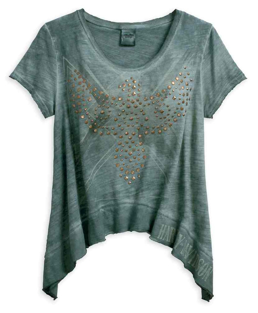 Harley-Davidson Women's Multi-Stud Short Sleeve Sharkbite Hem Tee 96024-18VW - Wisconsin Harley-Davidson