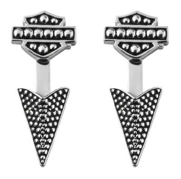 Harley-Davidson Women's Arrowhead Beaded Ear Jackets, Sterling Silver HDE0455 - Wisconsin Harley-Davidson