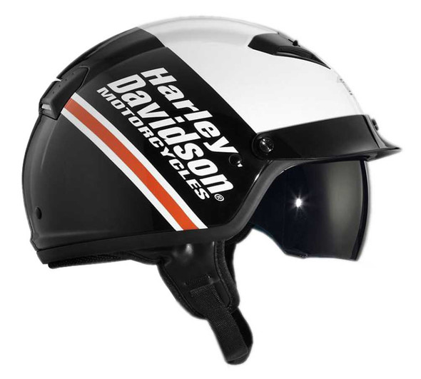 Harley-Davidson® Men's Argent B&S Half Helmet w/ Sun Shield, White