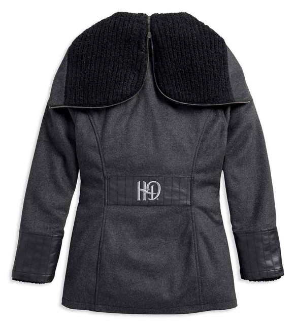 Harley-Davidson® Women's Wool Blend Asymmetrical Zipper Pea Coat