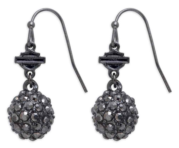 Harley-Davidson Women's Fireball Drop Earrings, Hematite Plated 97606-18VW - Wisconsin Harley-Davidson