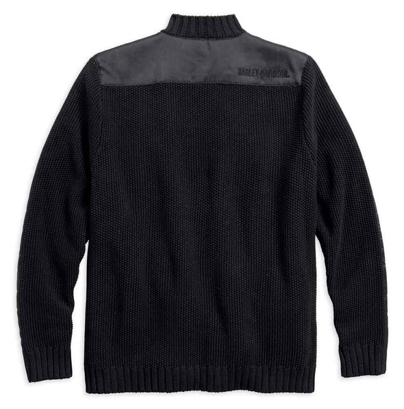 Harley-Davidson® Men's Overlay Heavyweight Zipper Sweater, Black