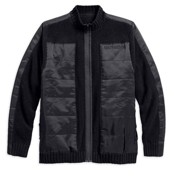 Harley-Davidson Men's Overlay Heavyweight Zipper Sweater, Black 96447-18VM - Wisconsin Harley-Davidson