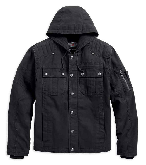 Harley-Davidson Men's Grind Hooded Workwear Casual Jacket, Black 97429-18VM - Wisconsin Harley-Davidson