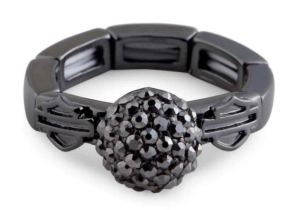 Harley-Davidson Women's Fireball Adjustable Ring, Hematite Plated 97607-18VW - Wisconsin Harley-Davidson