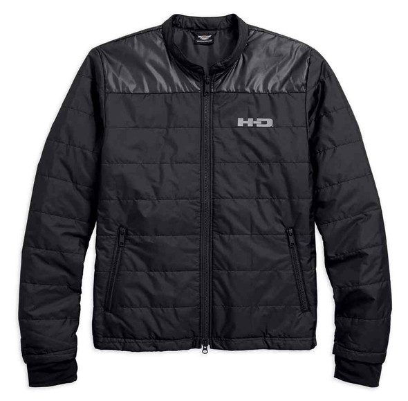 HARLEY DAVIDSON ハーレーダヴィッドソン 97463-18VM Harley-Davidson® Men's Quilted Red Leather Accent Jacket, Black