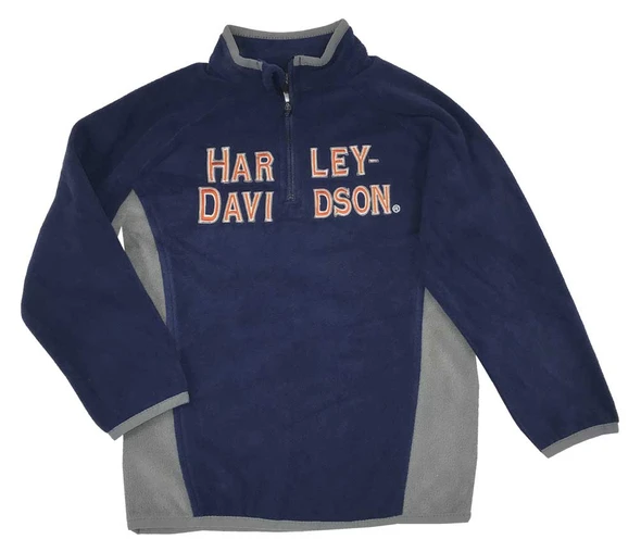 Harley-Davidson Big Boys' Embroidered Polar Fleece 1/2 Zip Jacket Blue 6594521 - Wisconsin Harley-Davidson