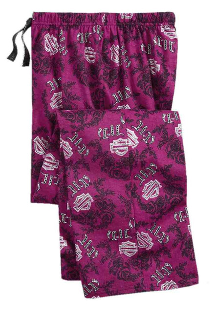 Harley-Davidson Women's Allover Print Flannel Sleep Pants, Purple 97610-18VW - Wisconsin Harley-Davidson