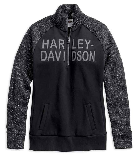 Harley-Davidson Women's Applique Graphic 1/4-Zip Fleece Pullover 96065-18VW - Wisconsin Harley-Davidson