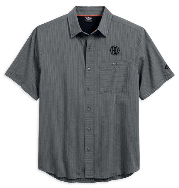 Harley-Davidson Men's Performance Vented Textured Stripe Woven Shirt 96415-18VM - Wisconsin Harley-Davidson