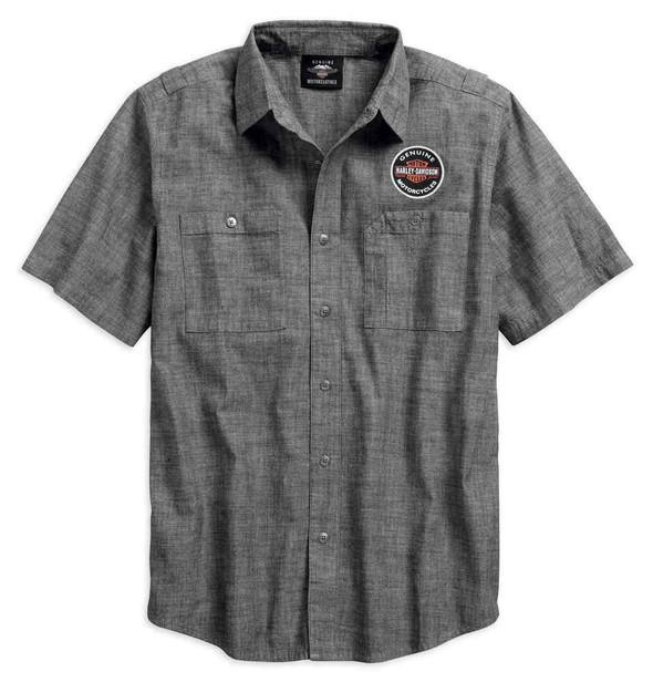 Harley-Davidson Men's Genuine Oil Can Short Sleeve Woven Shirt 99068-18VM - Wisconsin Harley-Davidson