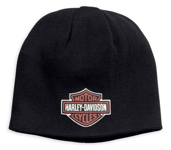 Harley-Davidson® Men's Reversible Cotton Knit Beanie Hat, Black 99431 ...