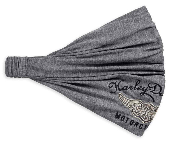 Harley-Davidson Women's Embroidered Winged Logo Headwrap, Gray 99445-18VW - Wisconsin Harley-Davidson
