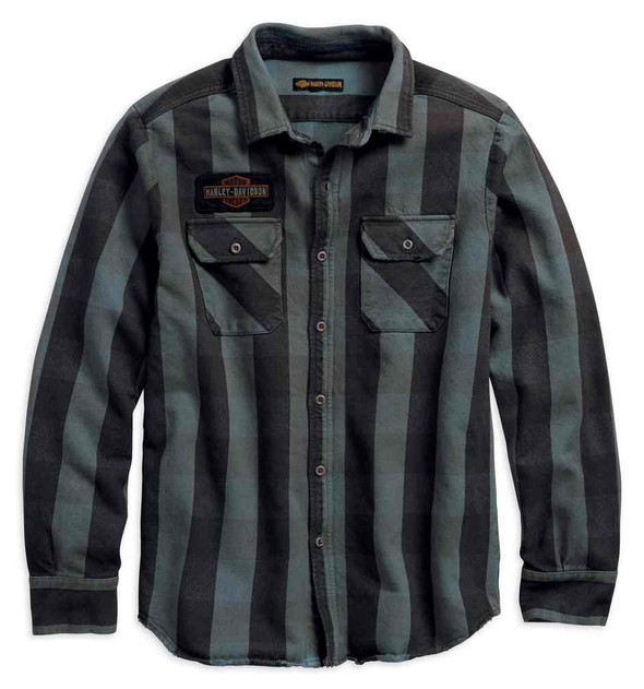 Harley-Davidson Men's Eagle Plaid Slim Fit Long Sleeve Woven Shirt 99095-18VM - Wisconsin Harley-Davidson