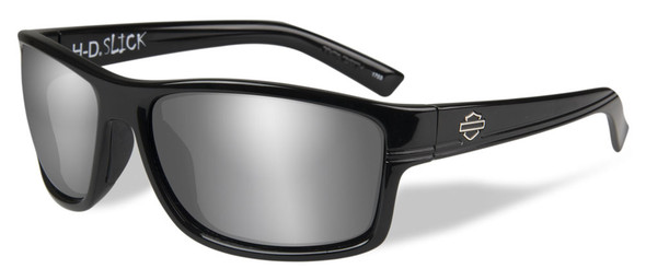 Harley-Davidson Men's Slick Silver Flash Sunglasses, Gloss Black Frames HASLK02 - Wisconsin Harley-Davidson