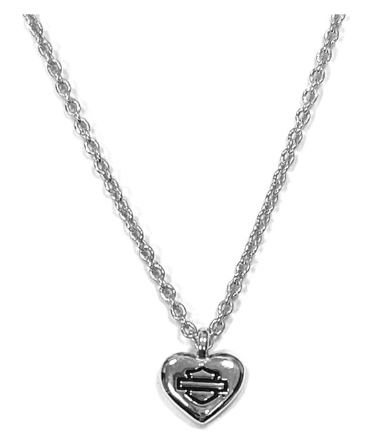 Harley-Davidson Women's Bar & Shield Heart Necklace, Silver HDN0399-16 - Wisconsin Harley-Davidson