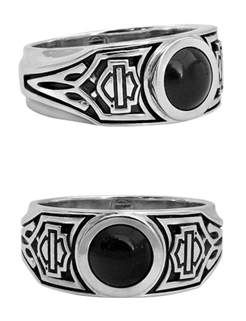 Harley-Davidson Men's Black Tribal Onyx B&S Ring, Sterling Silver HDR0472 - Wisconsin Harley-Davidson