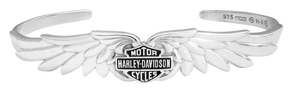 Harley-Davidson Women's Classic Double Wing B&S Cuff Bracelet, Silver HDB0384 - Wisconsin Harley-Davidson