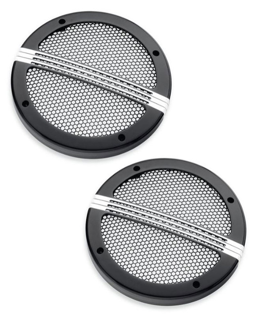 Harley-Davidson Defiance Tour-Pak Speaker Grills - Black Machine Cut 76000678 - Wisconsin Harley-Davidson