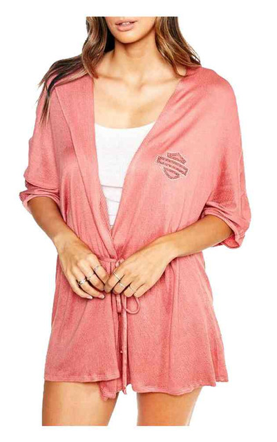 Harley-Davidson Women's Floral Hcore Kimono Robe, Pink, One Size Fits Most - Wisconsin Harley-Davidson
