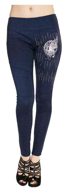 Harley-Davidson Women's Steel Butterfly Embellished Leggings, Dark Denim - Wisconsin Harley-Davidson