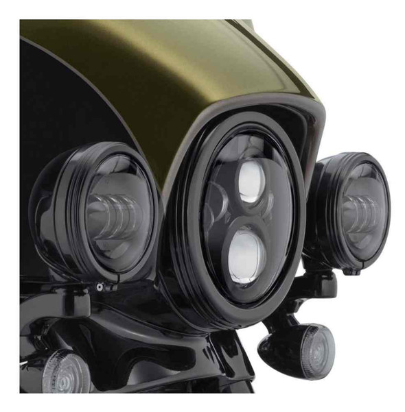 Harley-Davidson 4in Defiance Auxiliary Lamp Trim Rings - Black Anodized 61400354 - Wisconsin Harley-Davidson