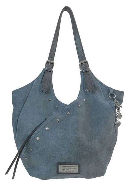 Harley-Davidson Women's Black & Blue Stonewashed Leather Surplus Bag SD2513L-DEN - Wisconsin Harley-Davidson