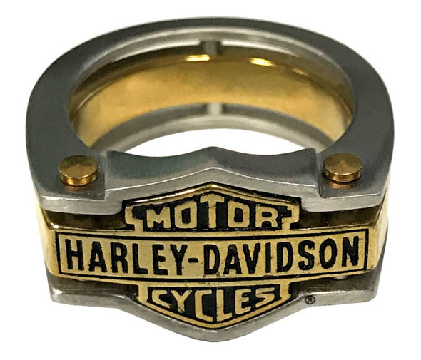 Harley-Davidson® Men's Industrial Brass & Steel Ring, Stainless