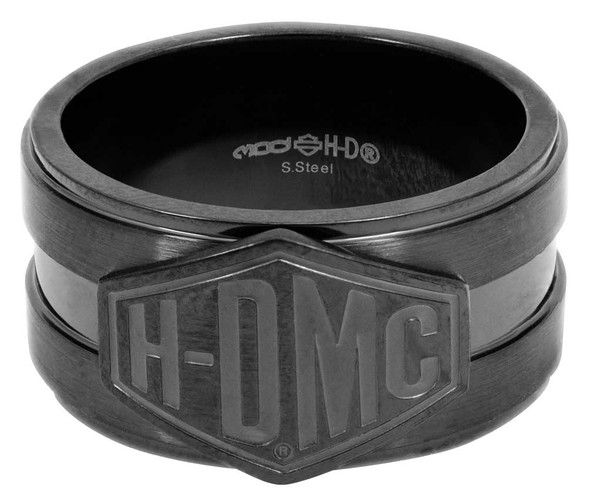 Harley-Davidson Men's Layered Black H-D Script Ring, Stainless Steel HSR0033 - Wisconsin Harley-Davidson