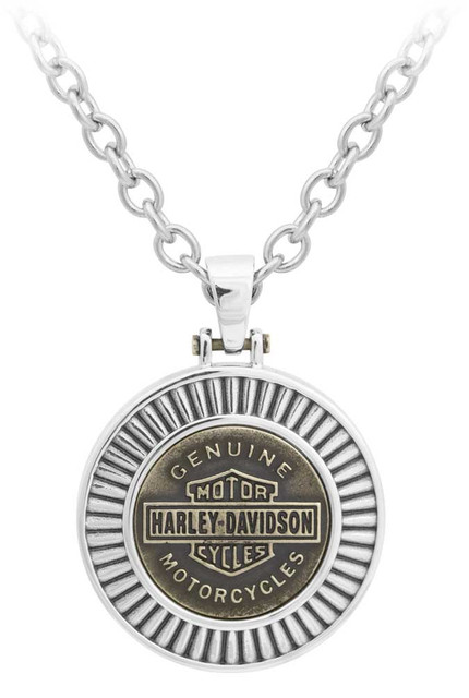 Harley-Davidson Men's Gold Toned Steel Bar & Shield Chain Necklace, HSN0050-22 - Wisconsin Harley-Davidson