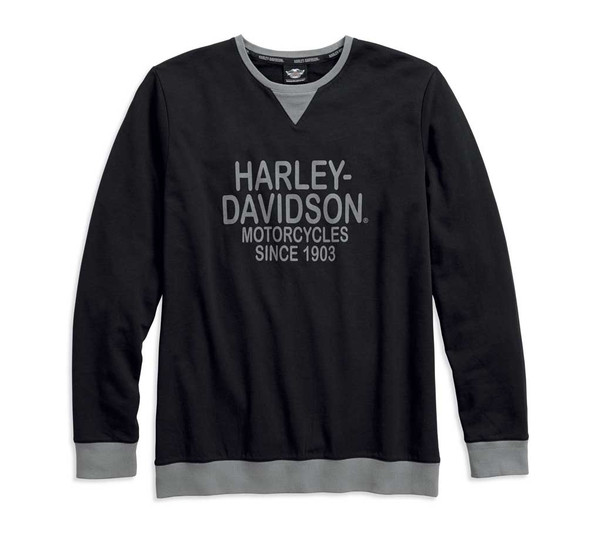 Harley-Davidson Men's Crew Neck Fleece Long Sleeve Lounge Shirt, Blk 97791-18VM - Wisconsin Harley-Davidson