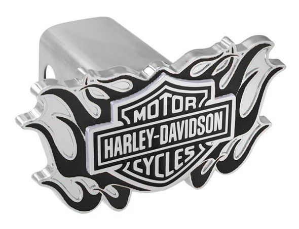 Harley-Davidson 3D B&S Logo Flames Emblem Trailer Hitch Cover, 2 Inch HDHC336-K - Wisconsin Harley-Davidson