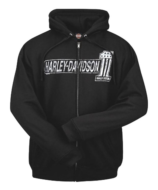 Harley-Davidson Men's #1 TNT Zippered Hooded Sweatshirt, Black R001826 - Wisconsin Harley-Davidson