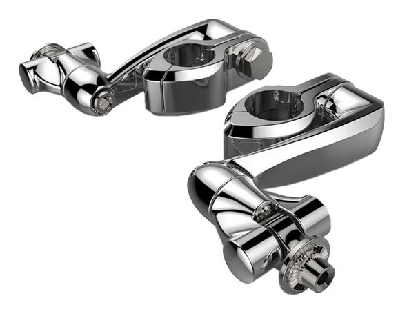 Ciro Hingeless Clamps w/ Clevis, Peg Mounts & Extension Arm, Chrome or Black - Wisconsin Harley-Davidson