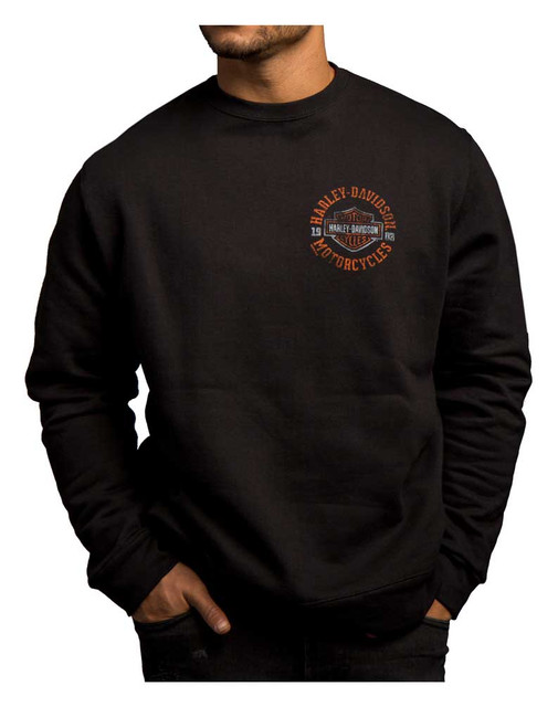 Harley-Davidson Men's Strange Gear Crew Neck Pullover Fleece, Black 5T36-HC71 - Wisconsin Harley-Davidson