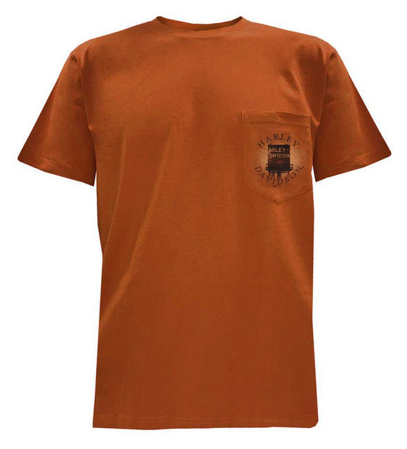Harley-Davidson Men's Technic Overview Chest Pocket T-Shirt, Orange 5L38-HF1W - Wisconsin Harley-Davidson
