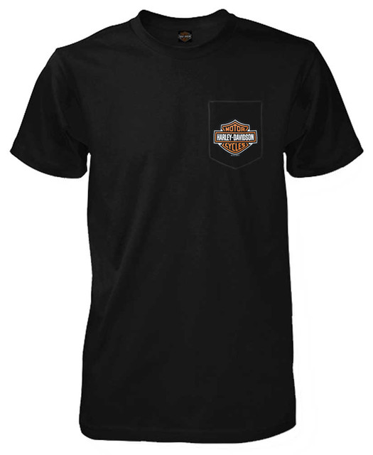 Harley-Davidson Men's Bar & Shield Logo Chest Pocket Short Sleeve T-Shirt, Black - Wisconsin Harley-Davidson