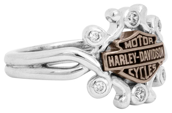 Harley-Davidson Womens Rhinestone Filigree Bar & Shield Ring, Silver HDR0465 - Wisconsin Harley-Davidson