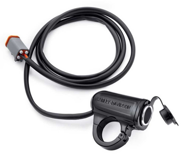 Harley-Davidson Handlebar Mount Auxiliary Power Port - Black, Multi-Fit 69200854 - Wisconsin Harley-Davidson