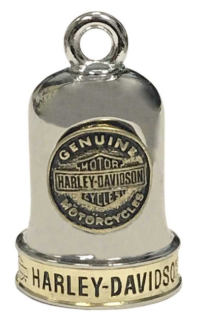 Harley-Davidson Sculpted B&S Medallion Ride Bell, Brass & Steel Finish HRB095 - Wisconsin Harley-Davidson