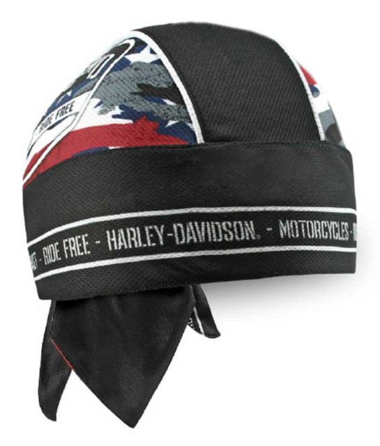 Harley-Davidson Men's Patriotic Grunge Perforated Headwrap, Black HW29084 - Wisconsin Harley-Davidson
