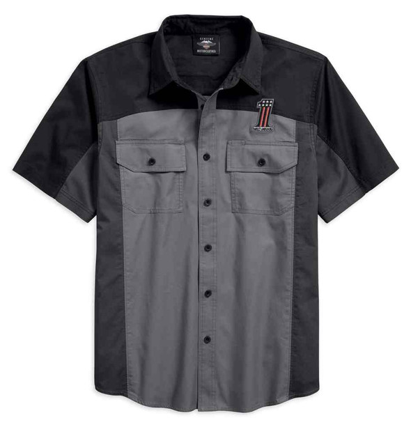 Harley-Davidson Men's #1 Colorblocked Short Sleeve Woven Shirt 96187-18VM - Wisconsin Harley-Davidson